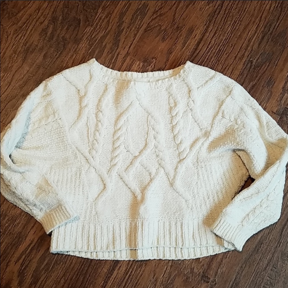 Anthropologie white cropped sweater